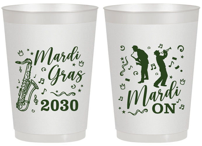 Personalized Mardi Gras 20 oz Frosted Cups - Mardi On Jazz | 190019