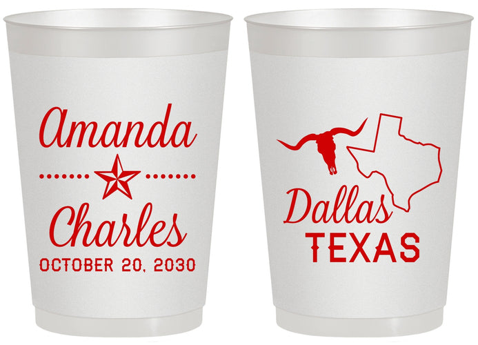 Personalized Wedding 20 oz Frosted Cups - Texas | 192