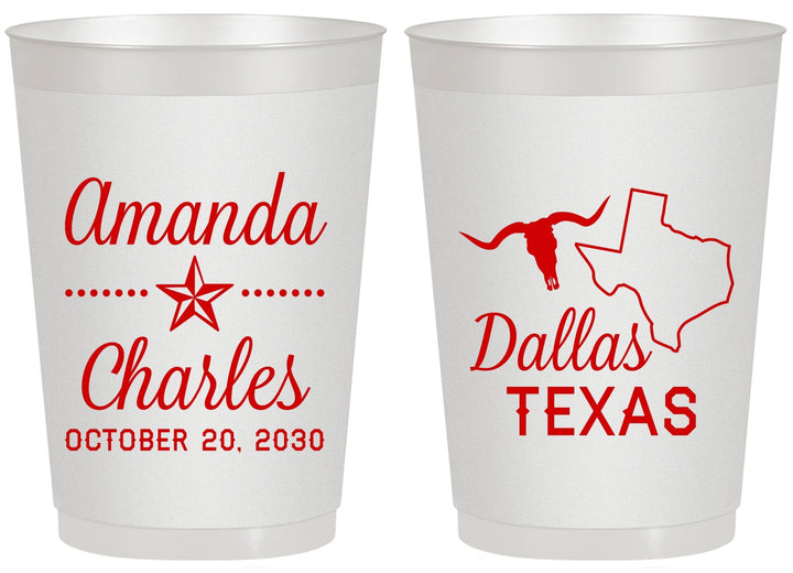 Personalized Wedding 20 oz Frosted Cups - Texas | 192