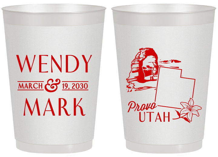 Personalized Wedding 20 oz Frosted Cups - Utah | 193