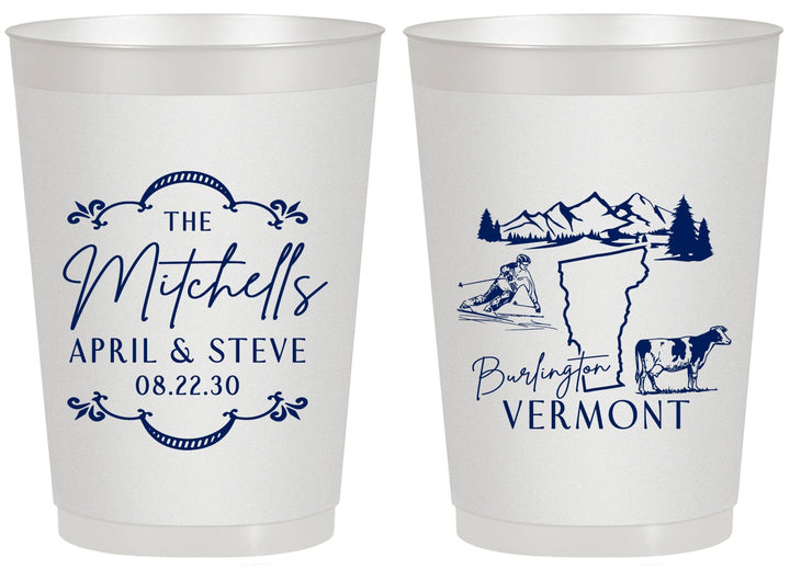 Personalized Wedding 20 oz Frosted Cups - Vermont | 194