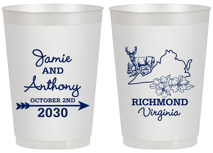 Personalized Wedding 20 oz Frosted Cups - Virginia | 195