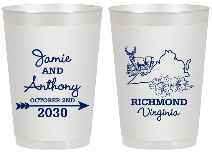 Personalized Wedding 20 oz Frosted Cups - Virginia | 195