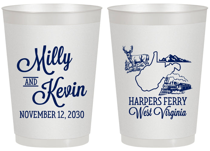 Personalized Wedding 20 oz Frosted Cups - West Virginia | 197