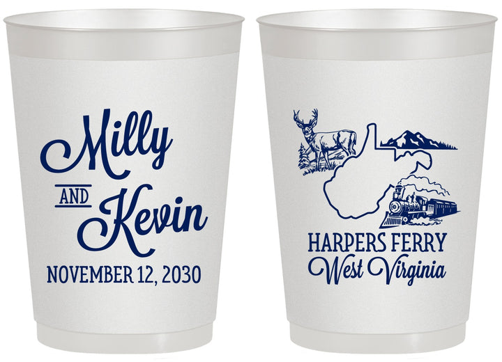 Personalized Wedding 20 oz Frosted Cups - West Virginia | 197