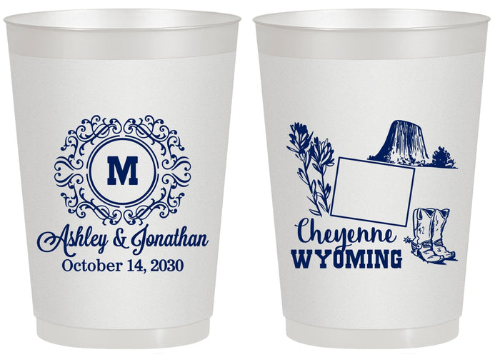 Personalized Wedding 20 oz Frosted Cups - Wyoming | 199