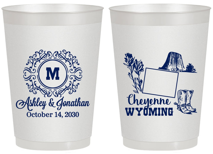 Personalized Wedding 20 oz Frosted Cups - Wyoming | 199