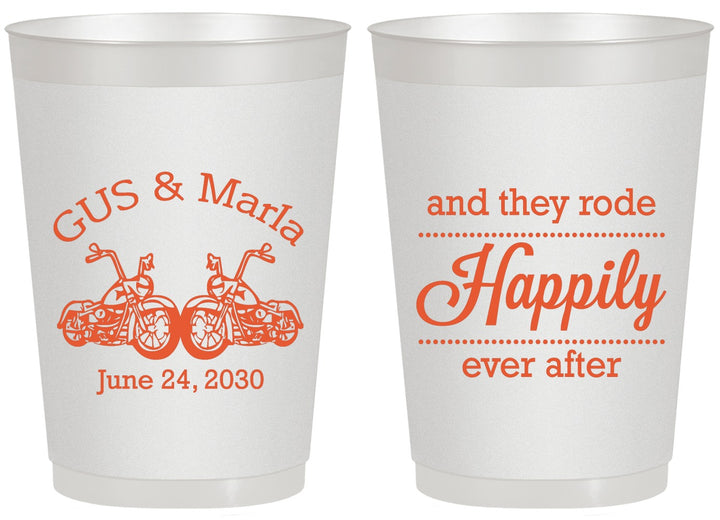 Personalized Wedding 20 oz Frosted Cups - Happily Ever After Motorcycle | 200