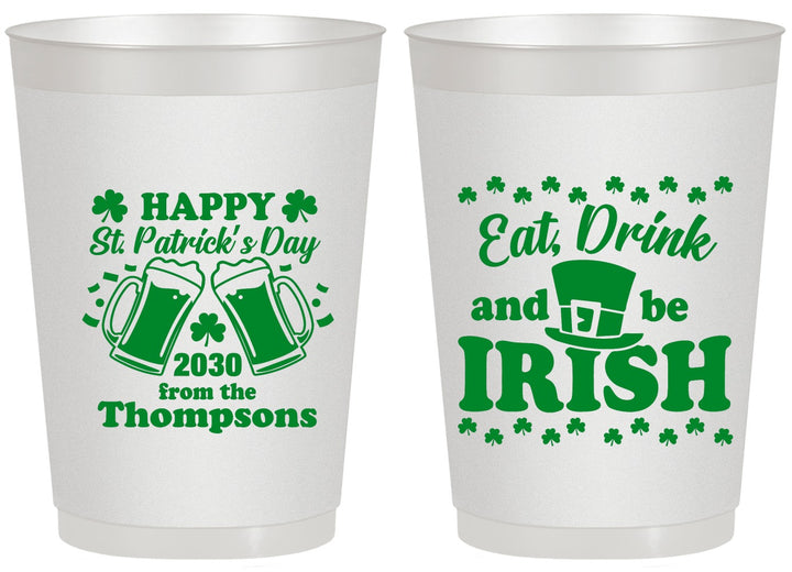 Personalized St Patricks Day 20 oz Frosted Cups - Eat Drink Be Irish | 200002