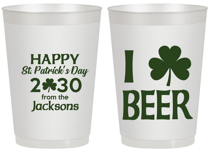 Personalized St Patricks Day 20 oz Frosted Cups - Clover Irish | 200003