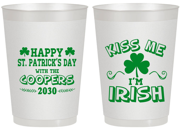 Personalized St Patricks Day 20 oz Frosted Cups - Kiss Me I Am Irish | 200004