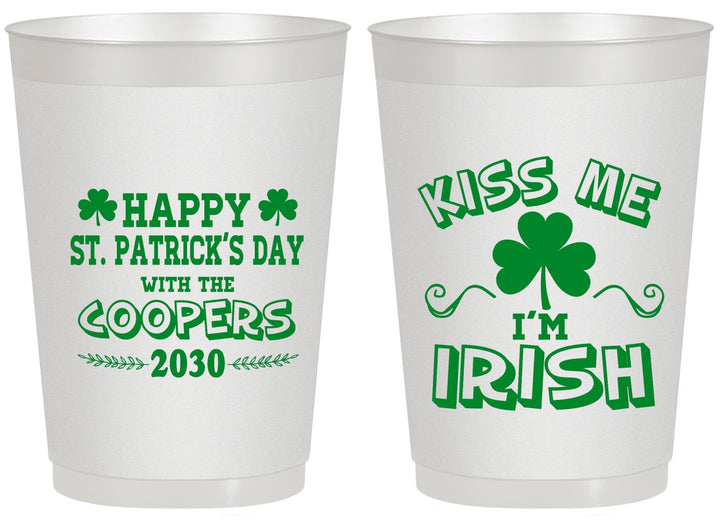 Personalized St Patricks Day 20 oz Frosted Cups - Kiss Me I Am Irish | 200004