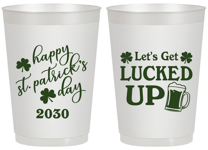 Personalized St Patricks Day 20 oz Frosted Cups - Lucked Up | 200007