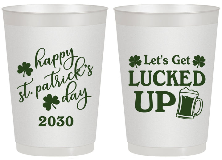 Personalized St Patricks Day 20 oz Frosted Cups - Lucked Up | 200007