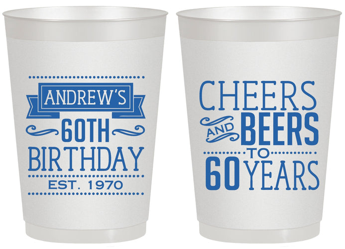 Personalized Birthday 20 oz Frosted Cups - Cheers Beers To 60 Years | 20001