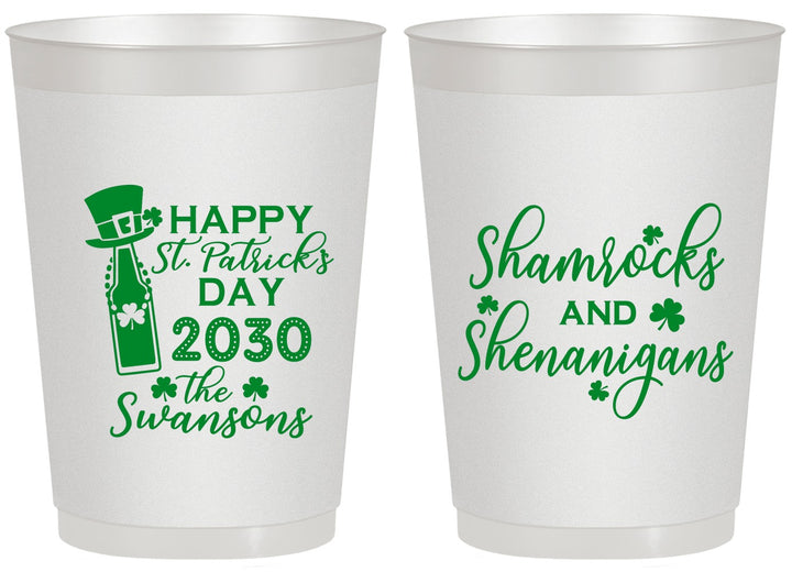 Personalized St Patricks Day 20 oz Frosted Cups - Shamrocks Shenanigans | 200010