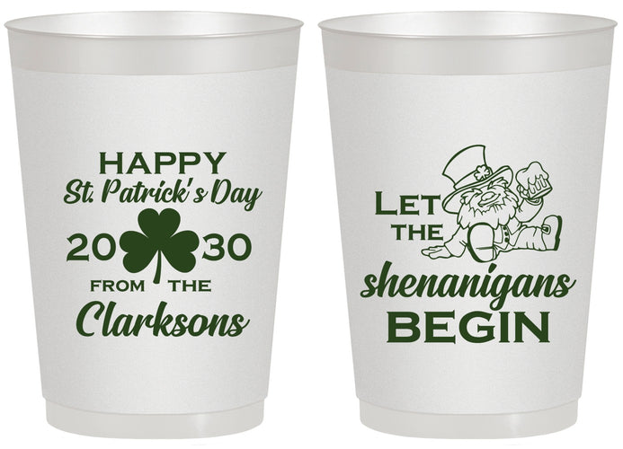 Personalized St Patricks Day 20 oz Frosted Cups - Shenanigans Leprechaun | 200011