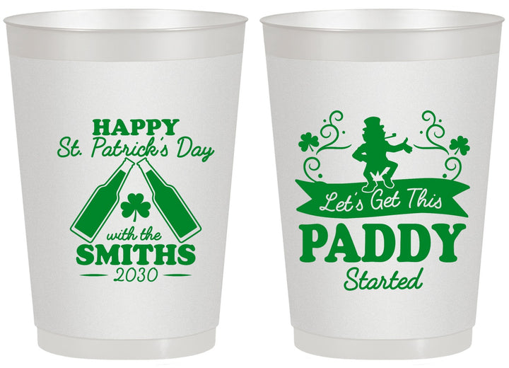 Personalized St Patricks Day 20 oz Frosted Cups - Lets Get The Paddy Started | 200014