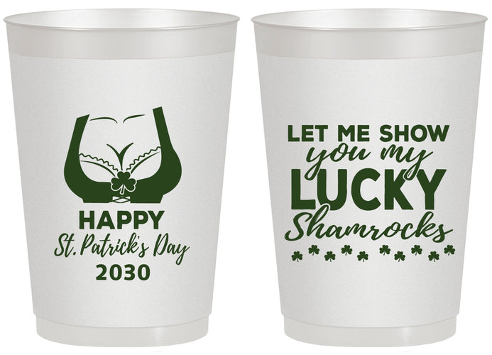 Personalized St Patricks Day 20 oz Frosted Cups - Shamrocks | 200015