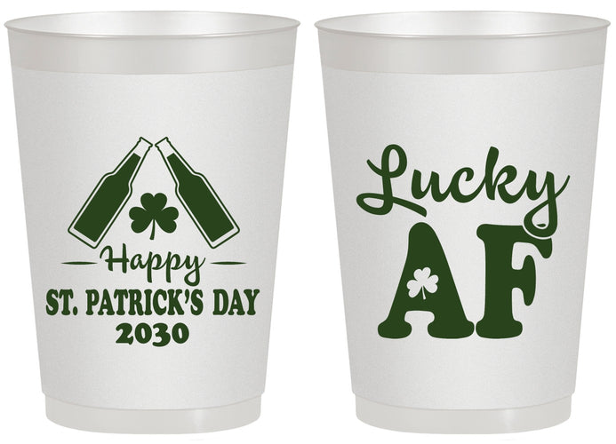 Personalized St Patricks Day 20 oz Frosted Cups - Lucky Af | 200017