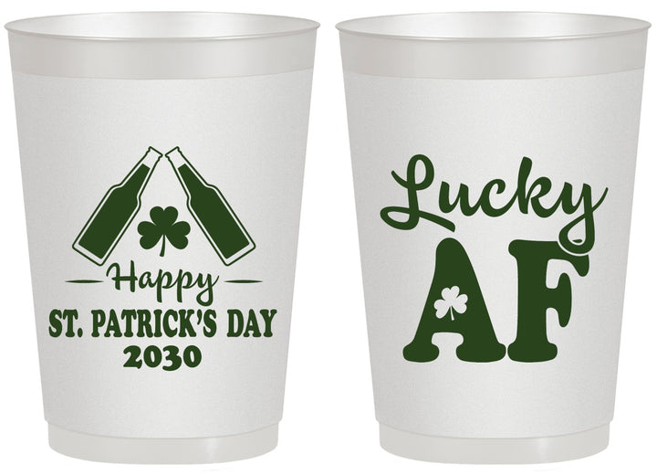Personalized St Patricks Day 20 oz Frosted Cups - Lucky Af | 200017
