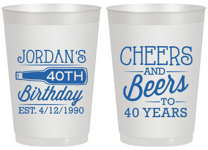Personalized Birthday 20 oz Frosted Cups - Cheers Beers To 40 Years | 20002