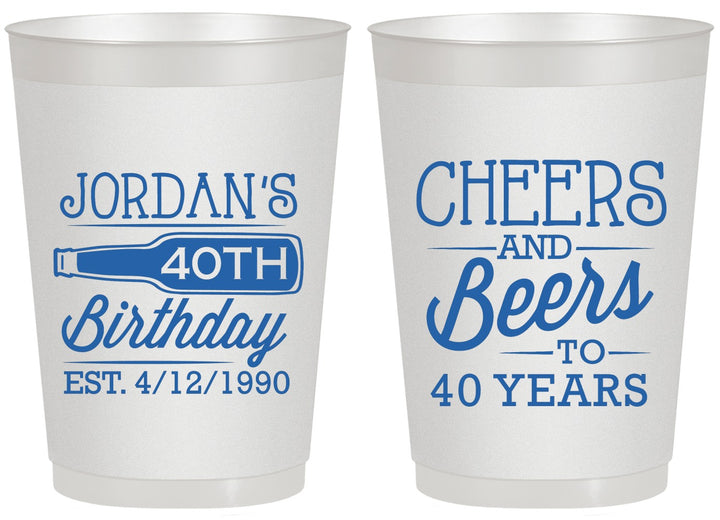 Personalized Birthday 20 oz Frosted Cups - Cheers Beers To 40 Years | 20002