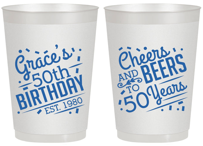 Personalized Birthday 20 oz Frosted Cups - Cheers Beers To 50 Years | 20003