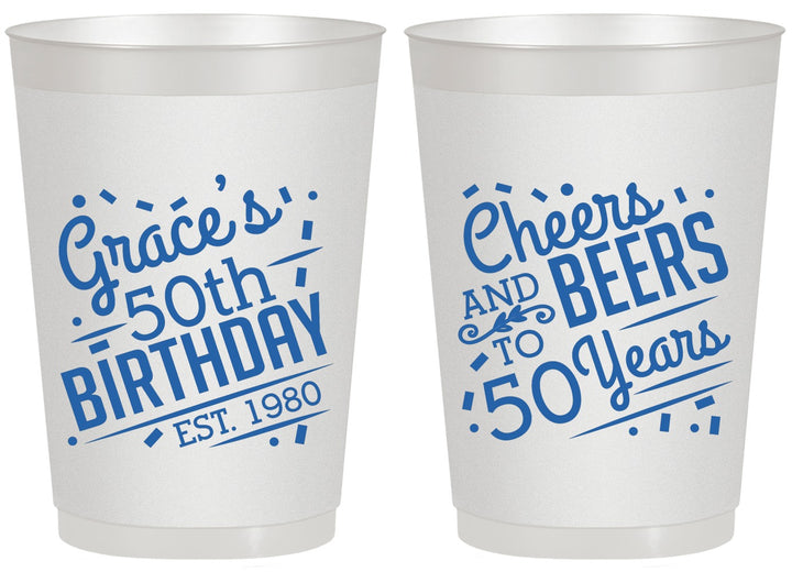 Personalized Birthday 20 oz Frosted Cups - Cheers Beers To 50 Years | 20003