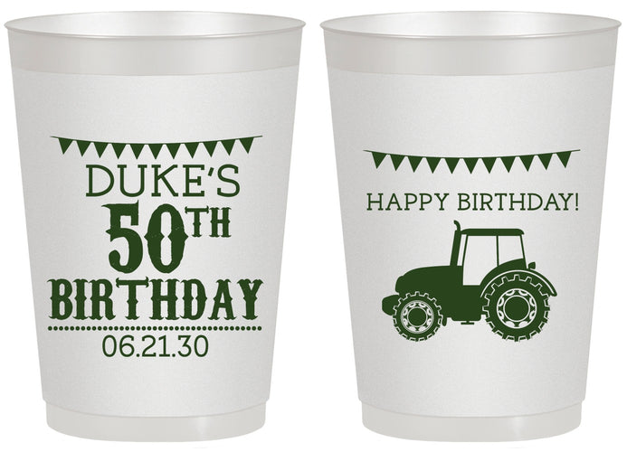 Personalized Birthday 20 oz Frosted Cups - 50th Tractor | 20005