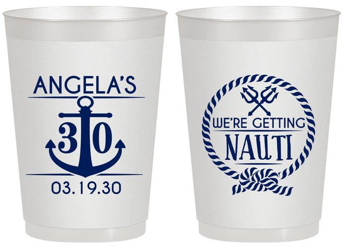 Personalized Birthday 20 oz Frosted Cups - 30th Nautical | 20010