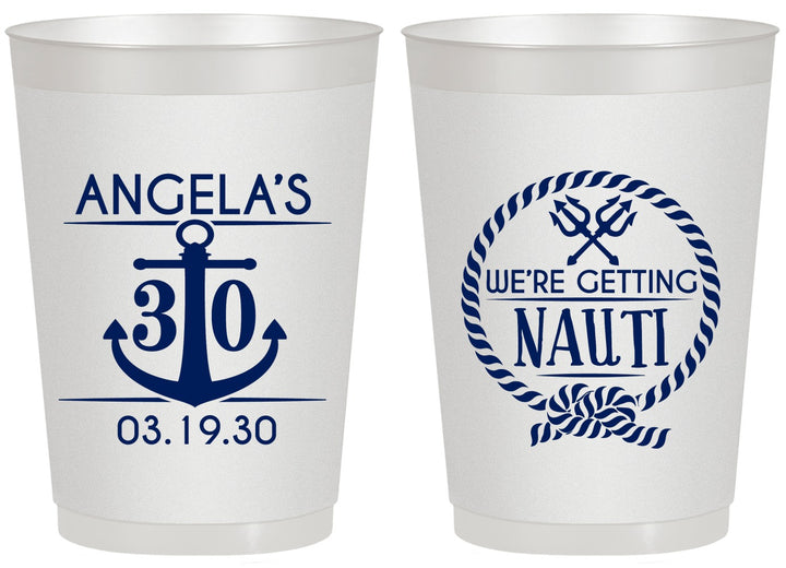 Personalized Birthday 20 oz Frosted Cups - 30th Nautical | 20010