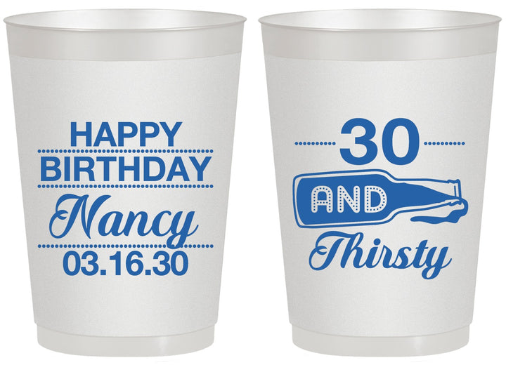Personalized Birthday 20 oz Frosted Cups - 30 And Thirsty | 20014