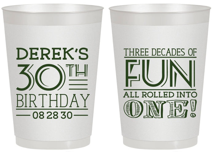 Personalized Birthday 20 oz Frosted Cups - 30th Three Decades Of Fun | 20020