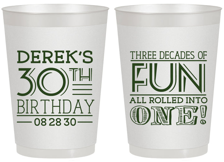 Personalized Birthday 20 oz Frosted Cups - 30th Three Decades Of Fun | 20020