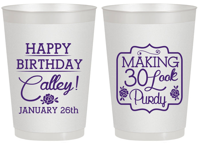 Personalized Birthday 20 oz Frosted Cups - 30 Look Purdy | 20022