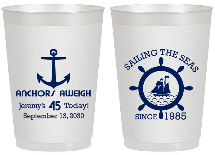 Personalized Birthday 20 oz Frosted Cups - 45th Nautical | 20023