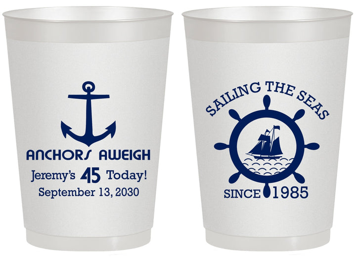 Personalized Birthday 20 oz Frosted Cups - 45th Nautical | 20023