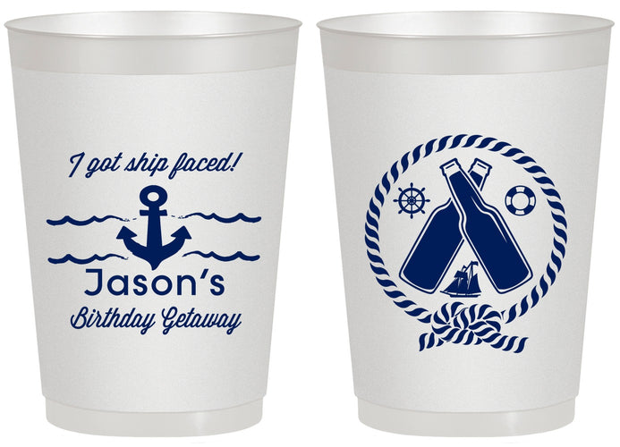 Personalized Birthday 20 oz Frosted Cups - Ship Faced Nautical | 20024