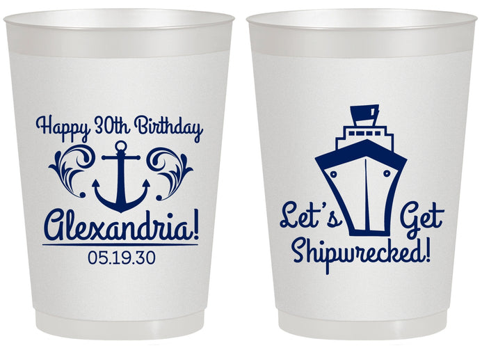 Personalized Birthday 20 oz Frosted Cups - 30th Shipwrecked | 20026