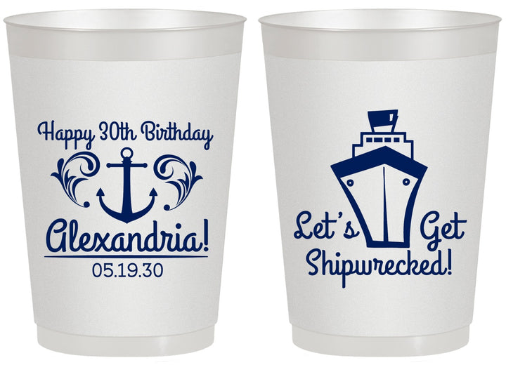 Personalized Birthday 20 oz Frosted Cups - 30th Shipwrecked | 20026