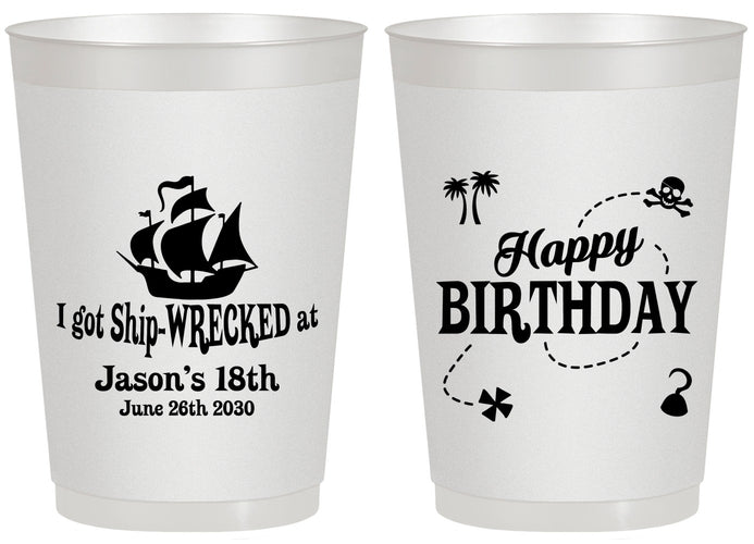 Personalized Birthday 20 oz Frosted Cups - 18th Shipwrecked | 20028