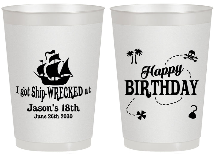 Personalized Birthday 20 oz Frosted Cups - 18th Shipwrecked | 20028