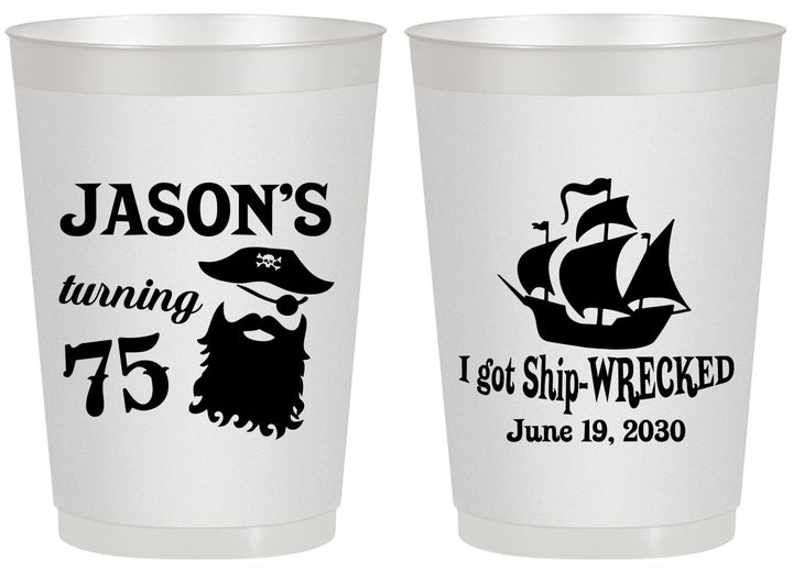 Personalized Birthday 20 oz Frosted Cups - 75th Shipwrecked | 20029