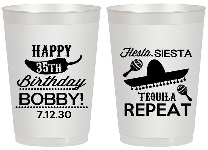 Personalized Birthday 20 oz Frosted Cups - 35th Fiesta Siesta Tequila | 20031