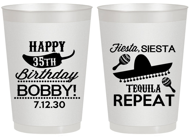 Personalized Birthday 20 oz Frosted Cups - 35th Fiesta Siesta Tequila | 20031