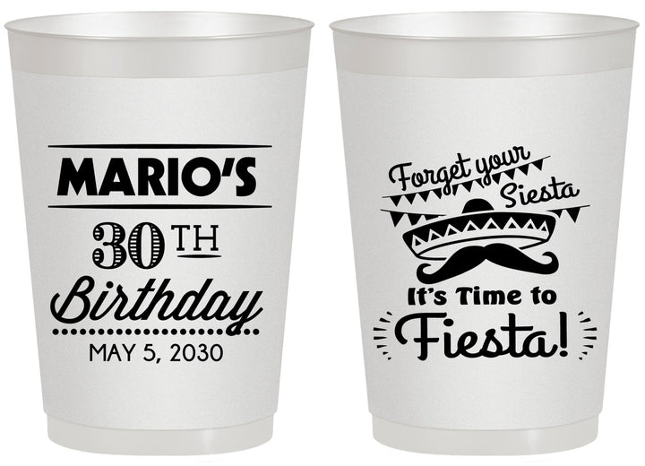 Personalized Birthday 20 oz Frosted Cups - 30th Fiesta | 20034