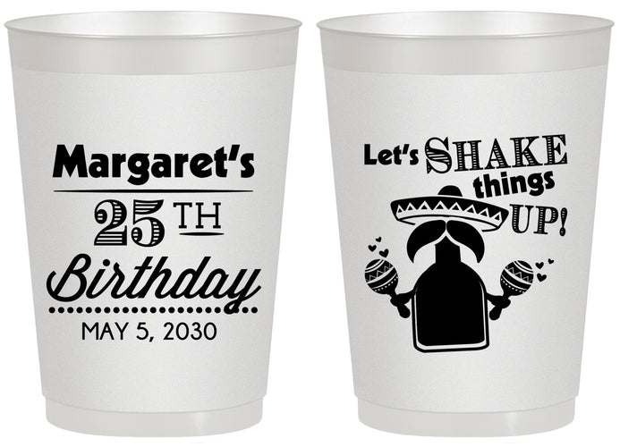 Personalized Birthday 20 oz Frosted Cups - 25th Fiesta | 20035