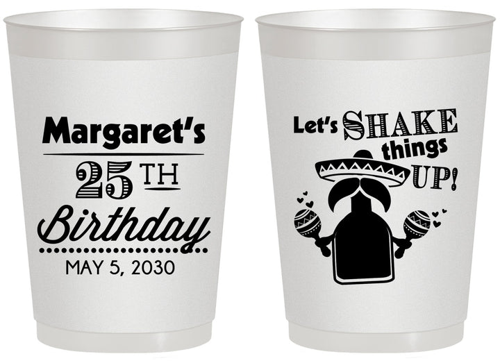 Personalized Birthday 20 oz Frosted Cups - 25th Fiesta | 20035