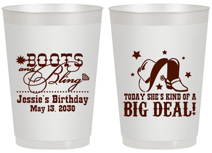 Personalized Birthday 20 oz Frosted Cups - Boots And Bling | 20038